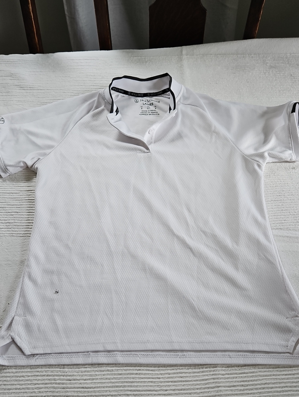 Holloway White Short-Sleeve Athletic Polo with Black Trim